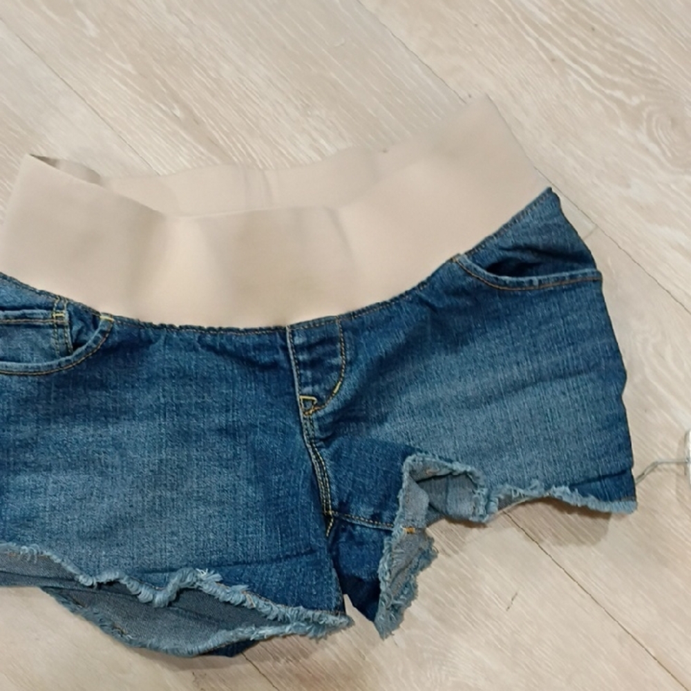 Old Navy Blue Jean Shorts with Cream Waistband